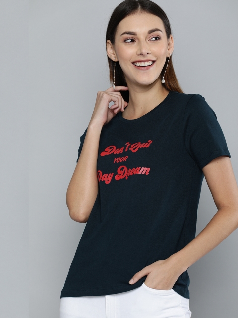 

Mast & Harbour Women Navy Blue Printed Round Neck T-shirt