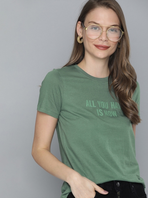 

Mast & Harbour Women Green Printed Round Neck T-shirt
