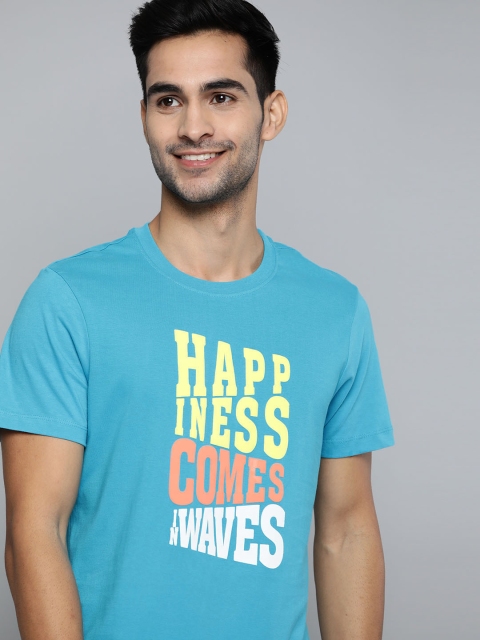 

Mast & Harbour Men Blue & Yellow Printed Round Neck T-shirt