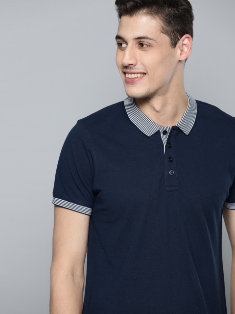 

Mast & Harbour Men Navy Blue Solid Polo Collar T-shirt
