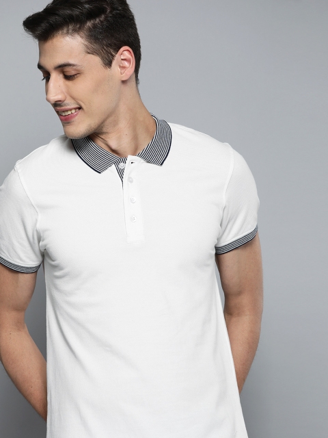 

Mast & Harbour Men White Solid Polo Collar T-shirt
