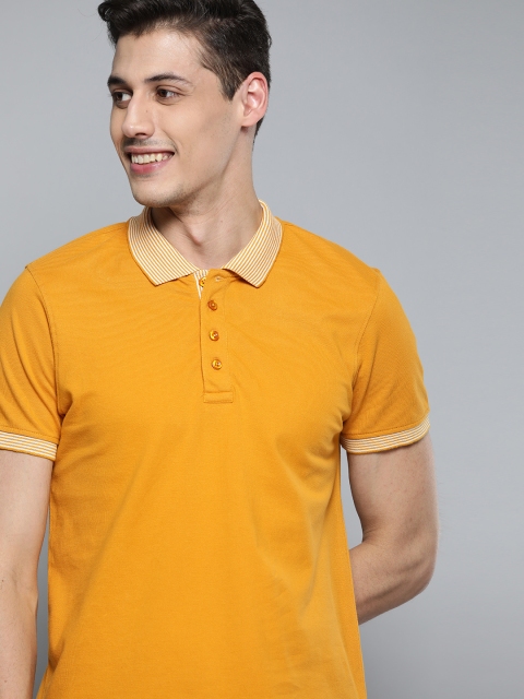 

Mast & Harbour Men Mustard Yellow Solid Polo Collar T-shirt