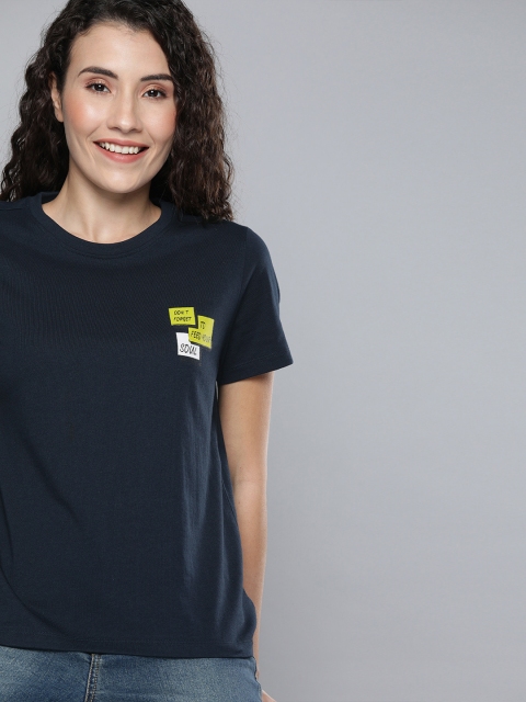 

Mast & Harbour Women Navy Blue Printed Round Neck T-shirt