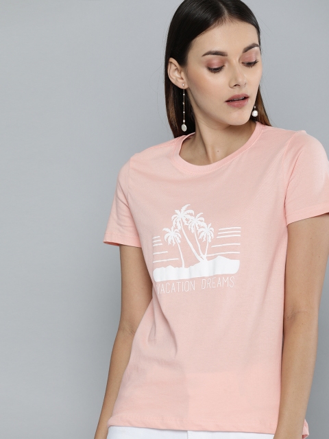 

Mast & Harbour Women Pink Printed Round Neck T-shirt