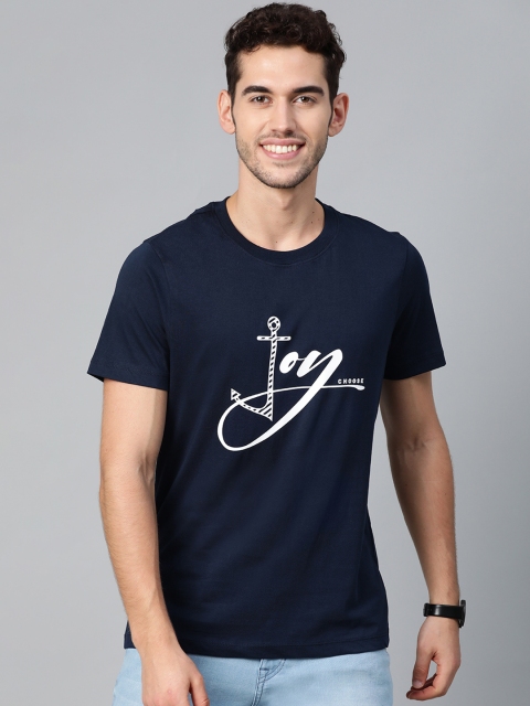 

Mast & Harbour Men Black & White Printed Round Neck T-shirt