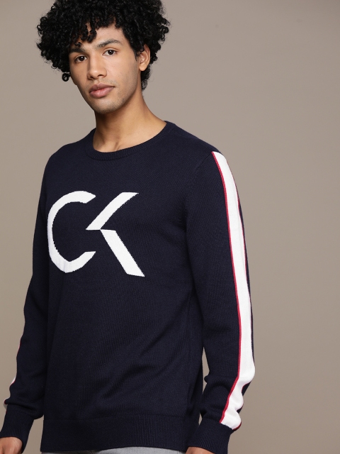 

Calvin Klein Jeans Men Blue Typography Printed Pullover Sweater