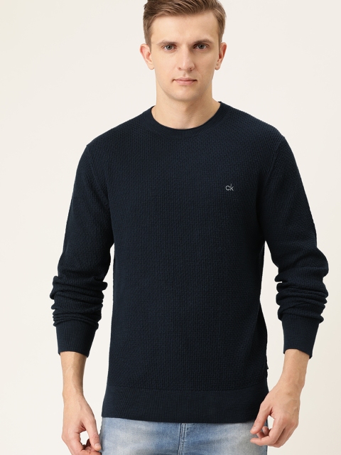 

Calvin Klein Jeans Men Navy Blue Ribbed Pullover Sweater