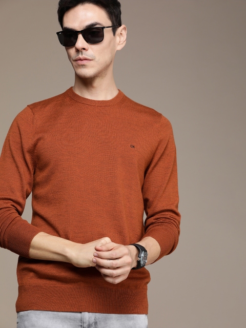 

Calvin Klein Jeans Men Rust Solid Superior Wool Pullover Sweater