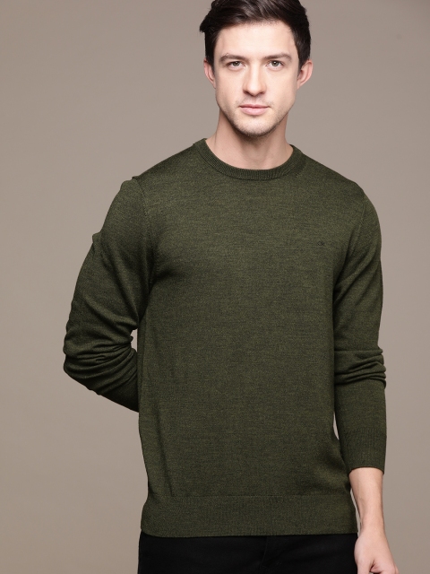 

Calvin Klein Jeans Men Olive Green Solid Wool Pullover Sweater