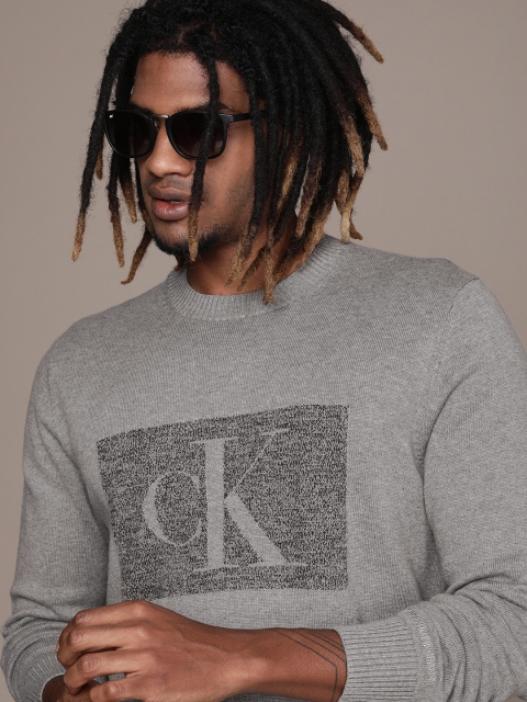 

Calvin Klein Jeans Men Grey Typography Woven Pullover