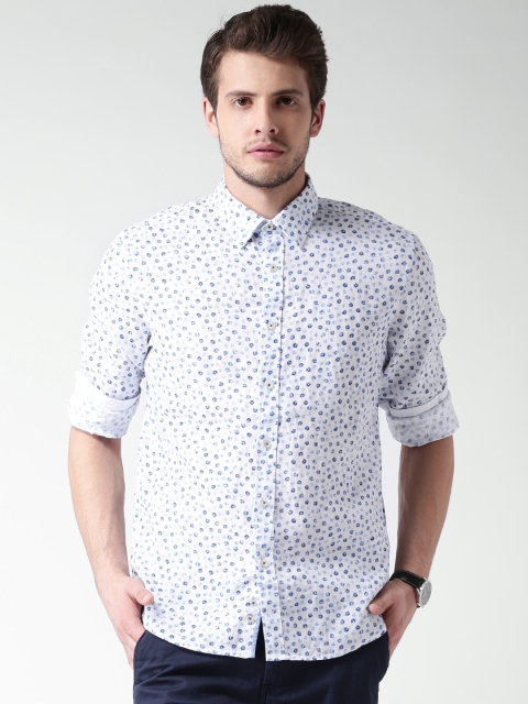 

Celio White Pure Linen Floral Print Casual Sustainable Shirt