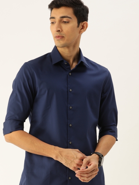 

Calvin Klein Jeans Men Navy Blue Slim Fit Solid Casual Shirt
