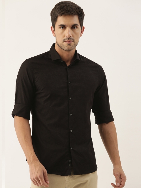 

Calvin Klein Jeans Men Black Slim Fit Self Design Casual Shirt