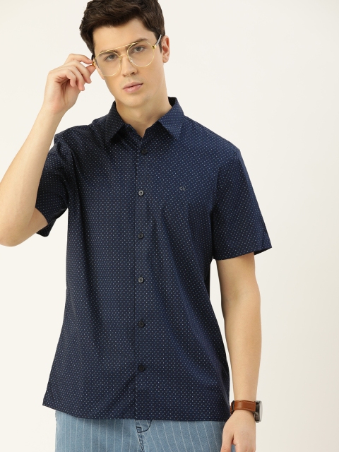 

Calvin Klein Jeans Men Navy Blue Slim Fit Printed Casual Shirt