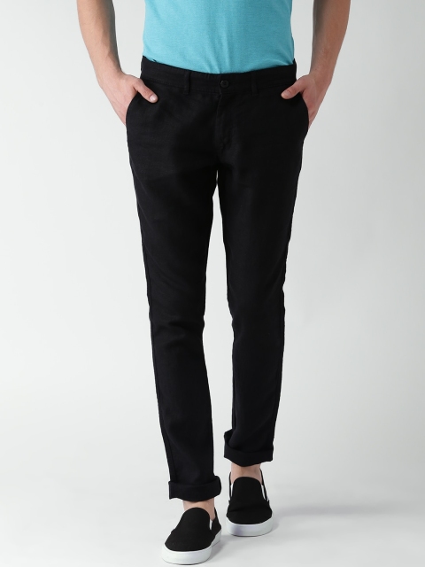 

Celio Black Pure Linen Straight Fit Casual Sustainable Trousers