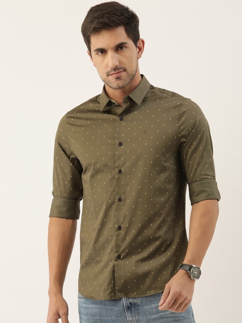 

Calvin Klein Jeans Men Olive Green & Yellow Slim Fit Geometric Printed Casual Shirt