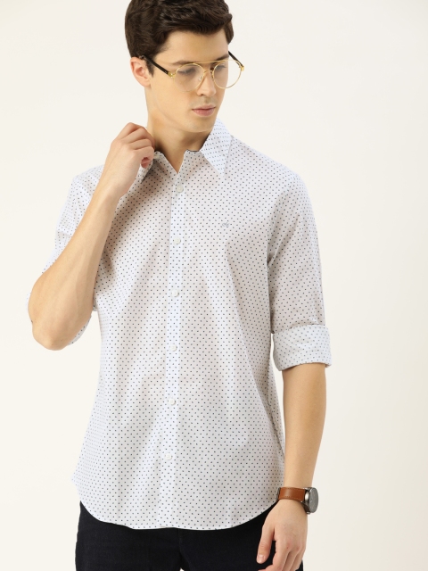 

Calvin Klein Jeans Men White & Blue Slim Fit Printed Casual Shirt