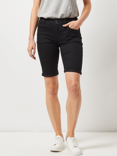 

DOROTHY PERKINS Women Black Solid Regular Fit Denim Shorts