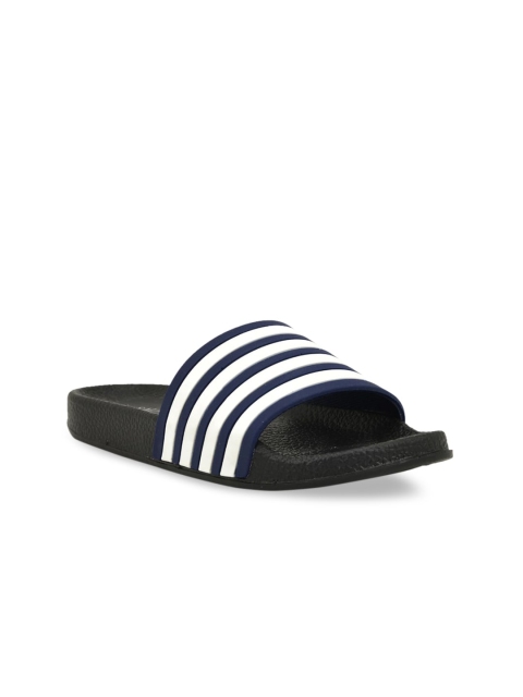 

SALARIO Women Navy Blue & White Striped Sliders