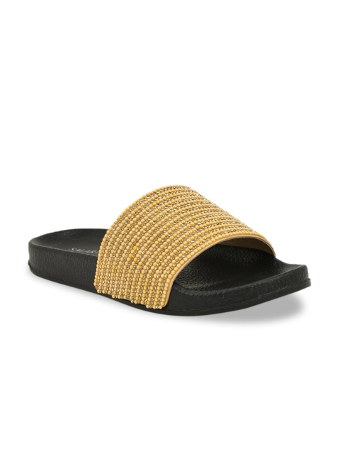 

SALARIO Women Gold-Toned Embellished Open Toe Flats