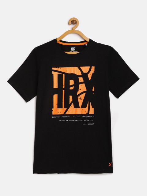 

HRX by Hrithik Roshan Boys Black Printed Round Neck T-shirt