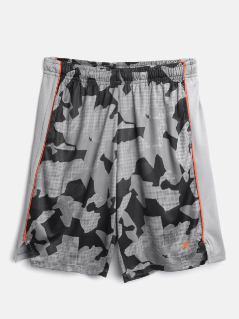 

HRX by Hrithik Roshan Boys Alloy Camouflage Print Regular Fit Rapid-Dry Active Shorts, Grey