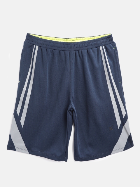 

HRX by Hrithik Roshan Boys Dress Blues Solid Regular Fit Rapid-Dry Active Shorts, Navy blue