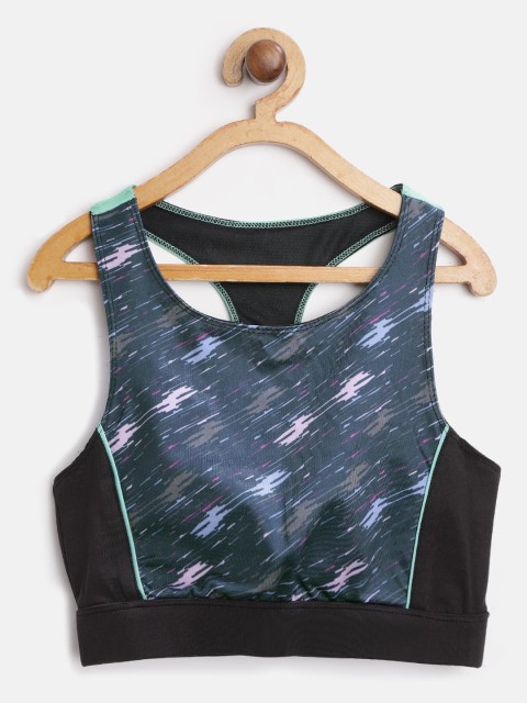 

HRX by Hrithik Roshan Girls Black Medium Support Rapid-Dry Lycra Active Sports Bra