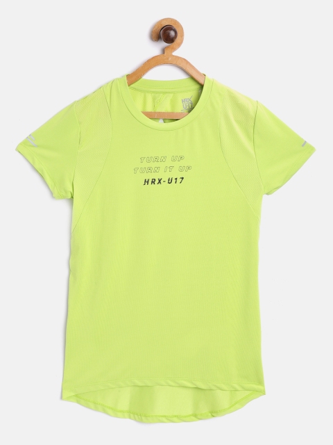 

HRX by Hrithik Roshan Girls Tender Shoots Antimicrobial Rapid-Dry Lycra Active T-shirt, Lime green