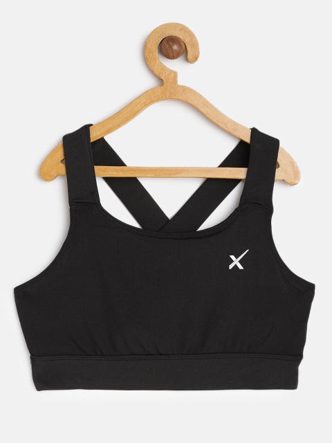 

HRX by Hrithik Roshan Girls Black Solid Medium Support Rapid-Dry Lycra Active Sports Bra