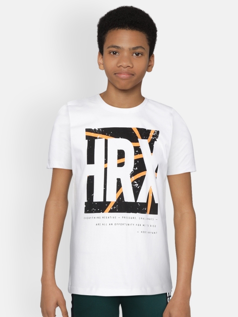 

HRX by Hrithik Roshan Boys Optic White Printed Bio-Wash Active Pure Cotton T-shirt