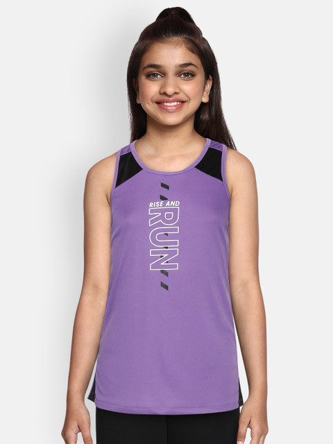 

HRX by Hrithik Roshan Girls Deep Lavender Typographic Loose Fit Rapid-Dry Active Tank Top, Purple