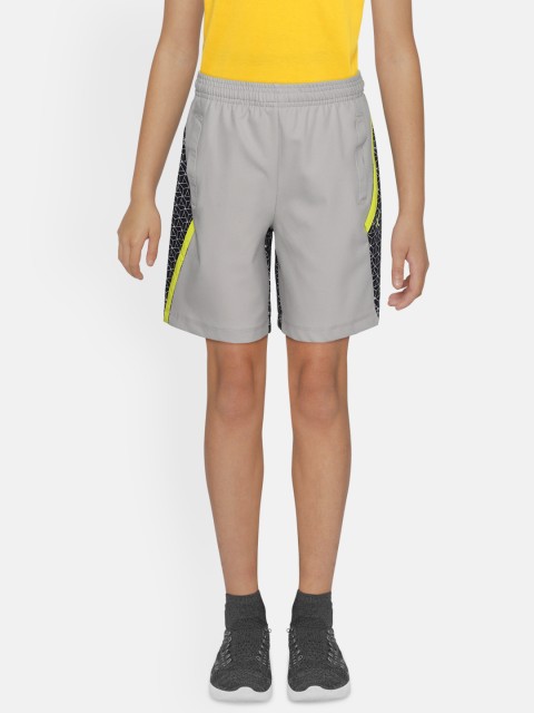 

HRX by Hrithik Roshan Boys Wild Dove Solid Regular Fit Rapid-Dry Lycra Active Shorts, Grey