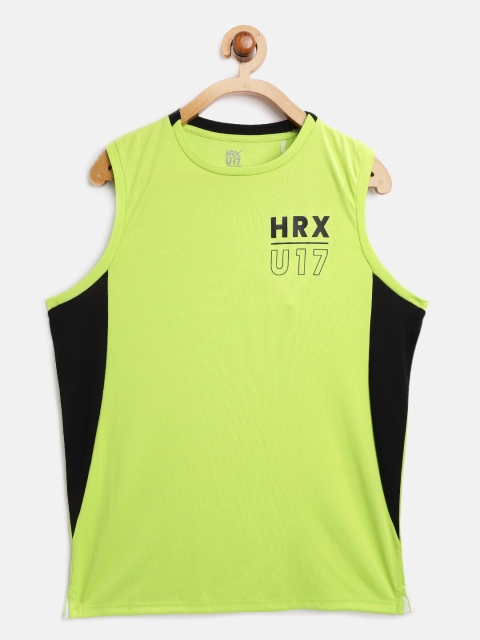 

HRX by Hrithik Roshan Boys Tender Shoots Typographic Rapid-Dry Active T-shirt, Fluorescent green
