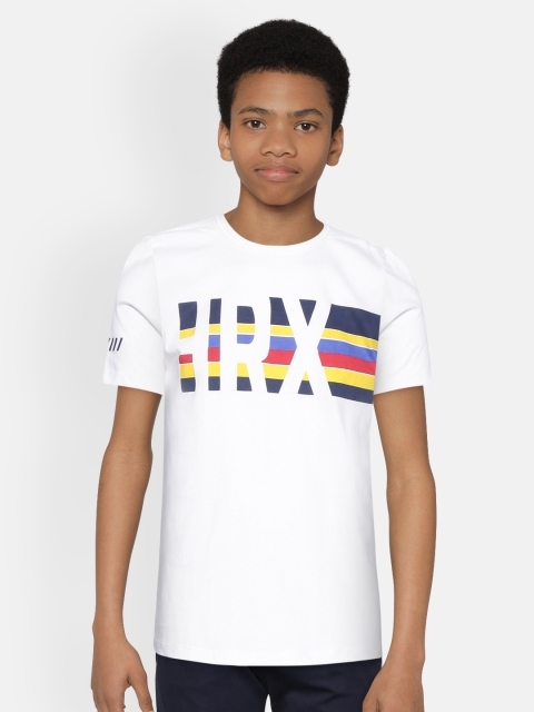 

HRX by Hrithik Roshan Boys Optic White Printed Bio-Wash Lifestyle Pure Cotton T-shirt