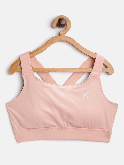 

HRX by Hrithik Roshan Girls Peach Solid, Medium Support Rapid-Dry Lycra Active Sports Bra