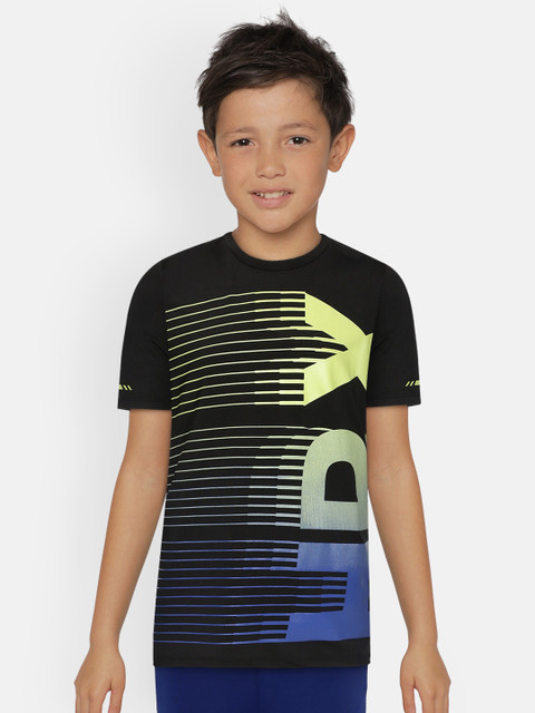 

HRX by Hrithik Roshan Boys Black Solid Antimicrobial Rapid-Dry Lifestyle T-shirt