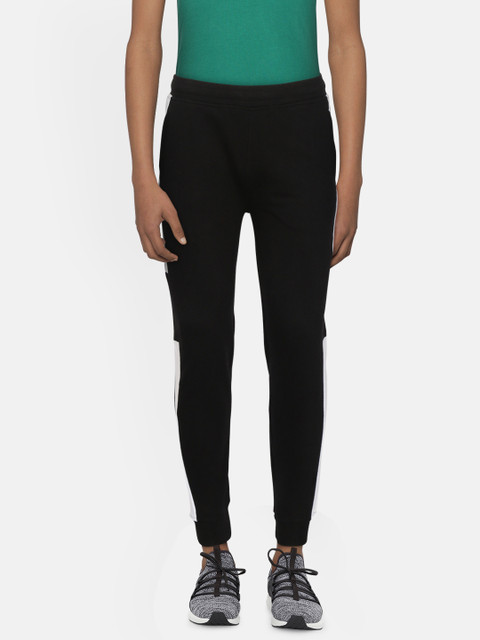 

HRX by Hrithik Roshan Boys Black Colourblocked Slim Fit Bio-Wash Active Jogger