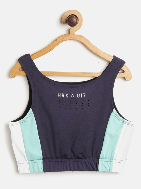 

HRX by Hrithik Roshan Girls Eclipse Medium Support Rapid-Dry Lycra Active Sports Bra, Navy blue