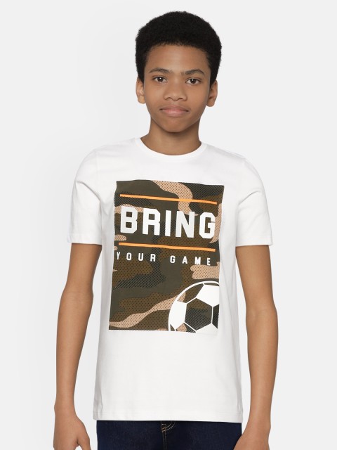 

HRX by Hrithik Roshan Boys Optic White Typographic Bio-Wash Active T-shirt