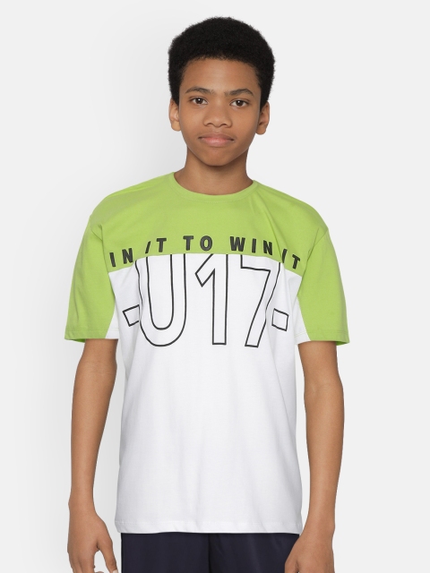 

HRX by Hrithik Roshan Boys Tender Shoots Colourblocked Bio-Wash Lifestyle T-shirt, White