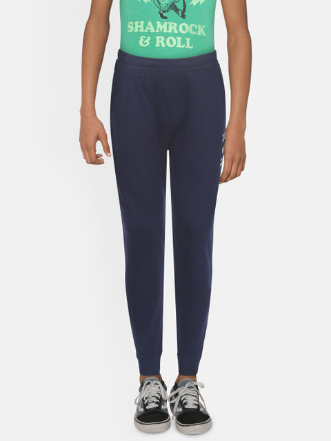 

HRX by Hrithik Roshan Boys Dress Blues Brand Carrier Slim Fit Bio-Wash Lifestyle Joggers, Navy blue