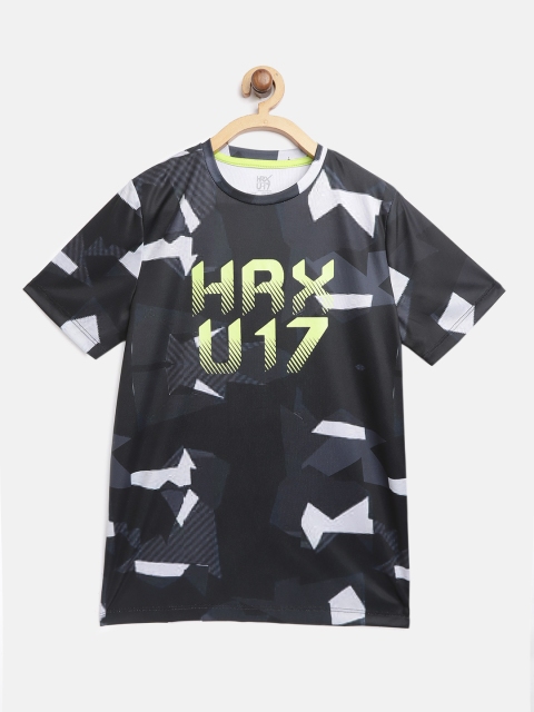 

HRX by Hrithik Roshan Boys Design To Comment AOP Antimicrobial Rapid-Dry Active T-shirt, Black