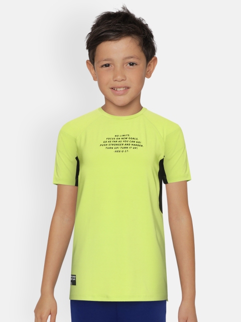 

HRX by Hrithik Roshan Boys Tender Shoots Printed Antimicrobial Rapid-Dry Active T-shirt, Fluorescent green
