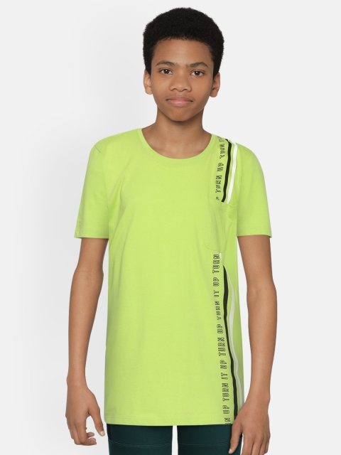 

HRX by Hrithik Roshan Boys Tender Shoots Solid Bio-Wash Lifestyle Pure Cotton T-shirt, Fluorescent green