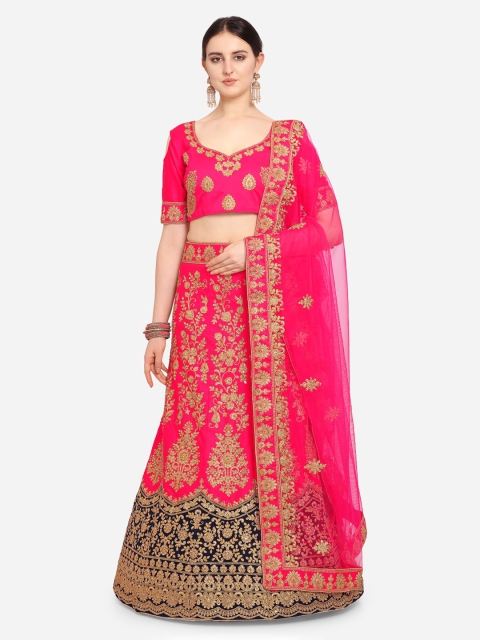 

VRSALES Pink Semi-Stitched Lehenga & Blouse with Dupatta