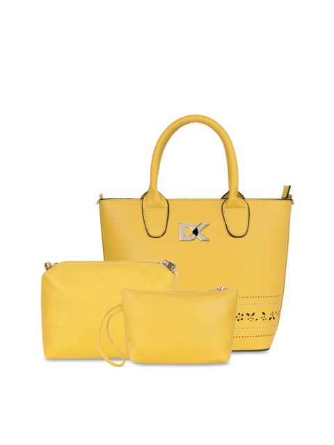 

Diana Korr Yellow Solid Shoulder Bag With 2 Pouch
