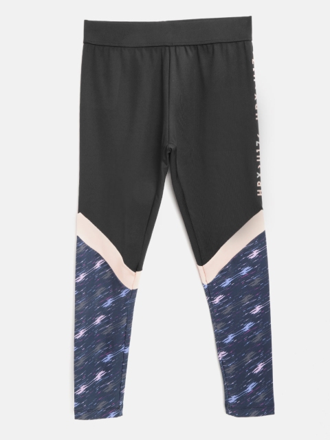 

HRX by Hrithik Roshan Girls Jet Black Regular Fit Antimicrobial Rapid-Dry Lifestyle Tights