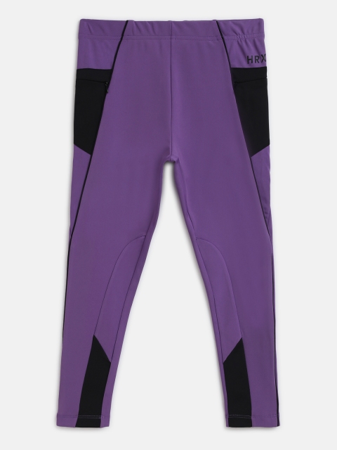 

HRX by Hrithik Roshan Girls Deep Lavender Regular Fit Rapid-Dry Lycra Active Tights