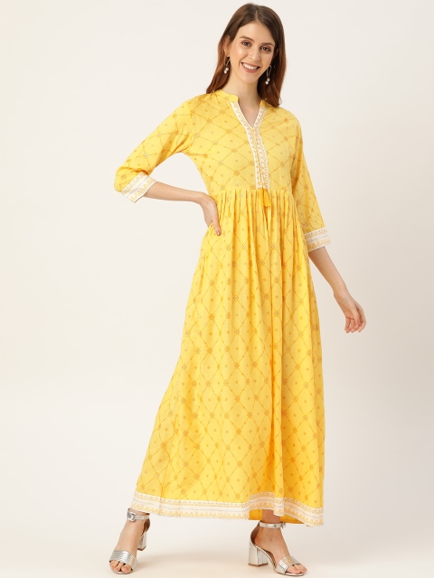 

Nayo Women Yellow Printed Maxi Dress
